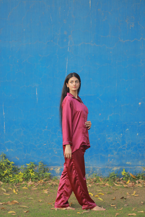 ROSE WINE SILK PJ SET