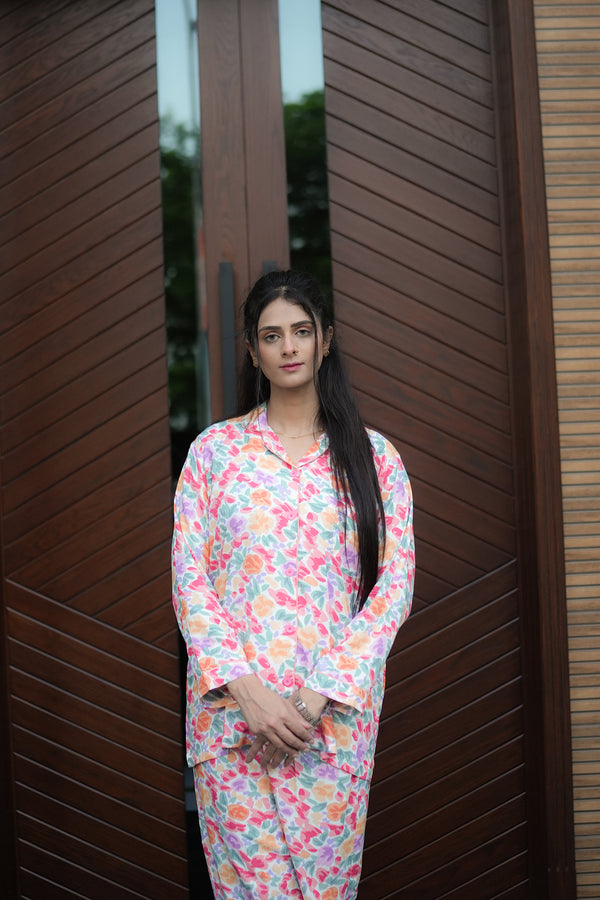 BLOOM BURST LINEN PJ SET