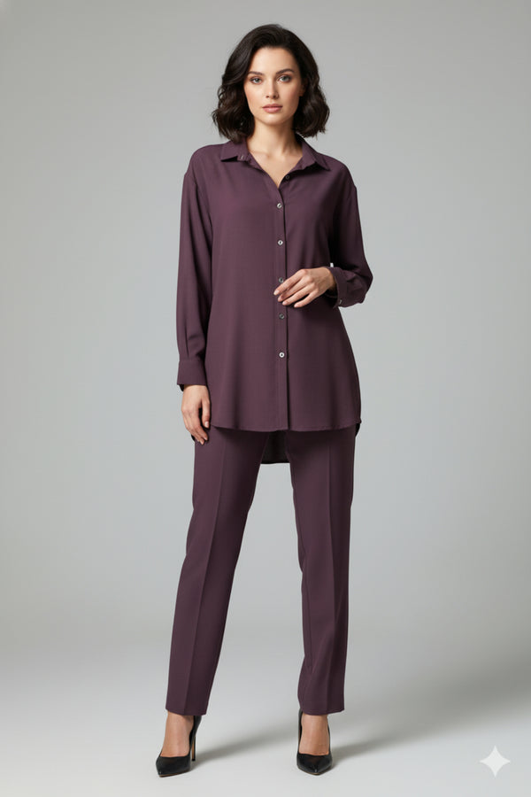 SOLID COORD SET SHORT SHIRT