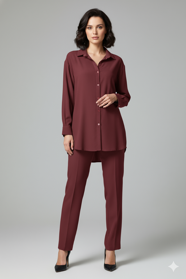 SOLID COORD SET SHORT SHIRT