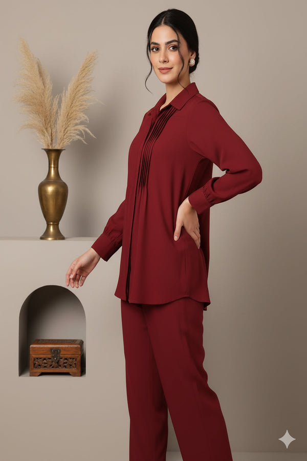 SOLID COORD SET SHORT SHIRT