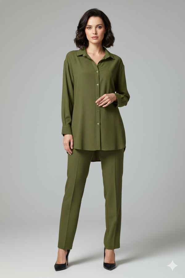 SOLID COORD SET SHORT SHIRT