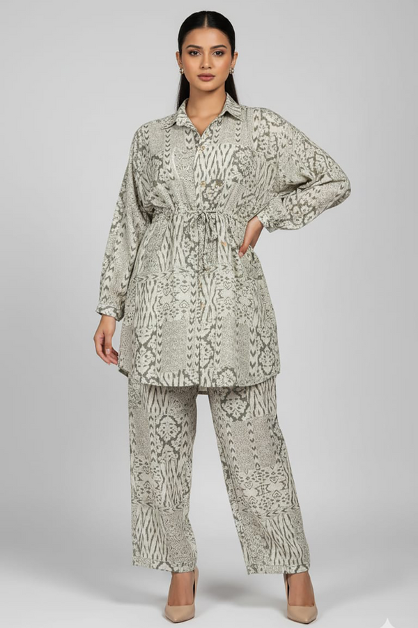 KHAKI IKAT COORD SET